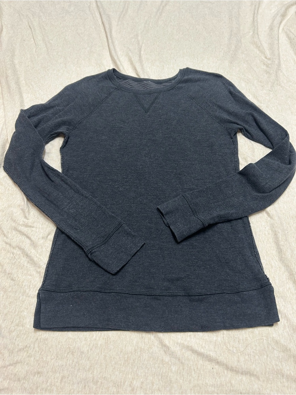 Lululemon Reversible Long Sleeve Shirt Open Your Heart Charcoal Gray Stripes